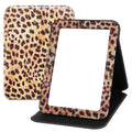 GLINTZ Makeup Mirror, 6.5x8.9 Inches Portable PU Leather Mirror, Folding Desktop Vanity Mirror with Adjustable Stand for Vanity 