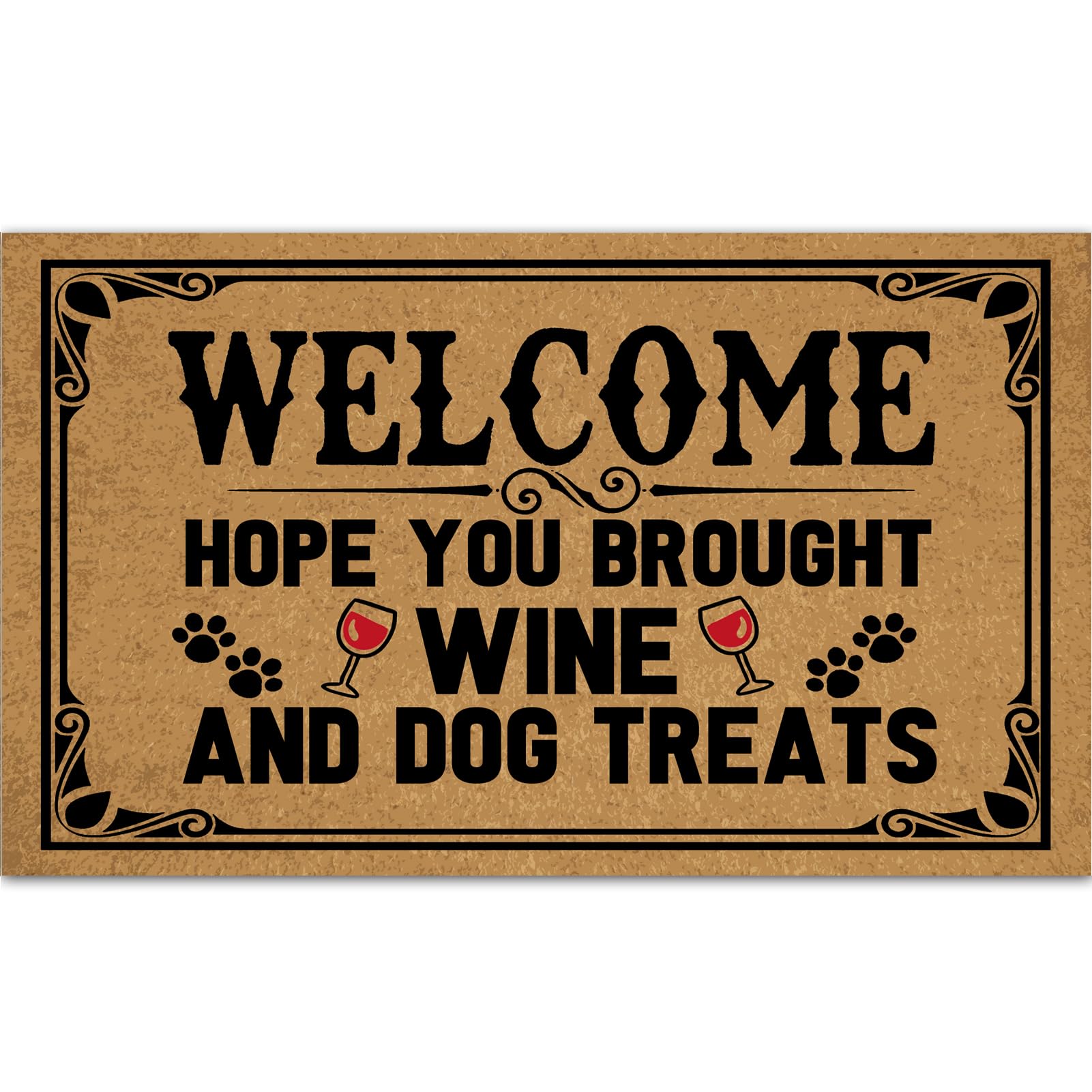Ayatow Outdoor Doormats For Entrance Way Outdoors, Hope You Brought Wine & Dog Treats Funny Indoor Welcome Mats For Front Door 3