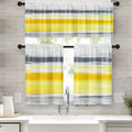 Tayney Yellow Grey White Kitchen Curtains Stripes Window Curtains Valance And Tier Set, Abstract Painting Art Rod Pocket Short T
