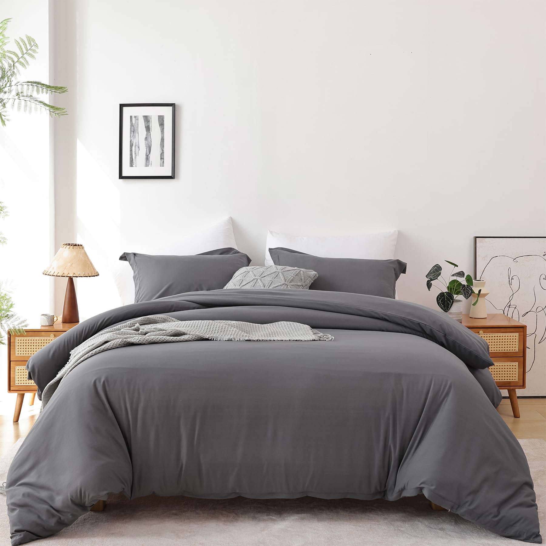 Soft Breathable Duvet Cover Twin Size - Luxury 100% Washed Duvet Cover Set, 2 Piece Bedding Set 1 Duvet Covers 68X90 Inches With