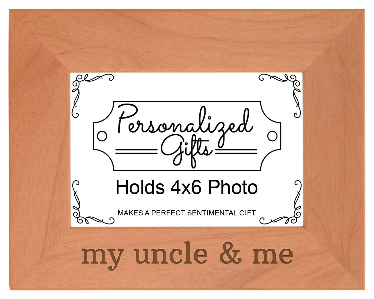 ThisWear Best Uncle Ever Gifts for Uncle and Me Natural Wood Engraved 4x6 Landscape Picture Frame Wood