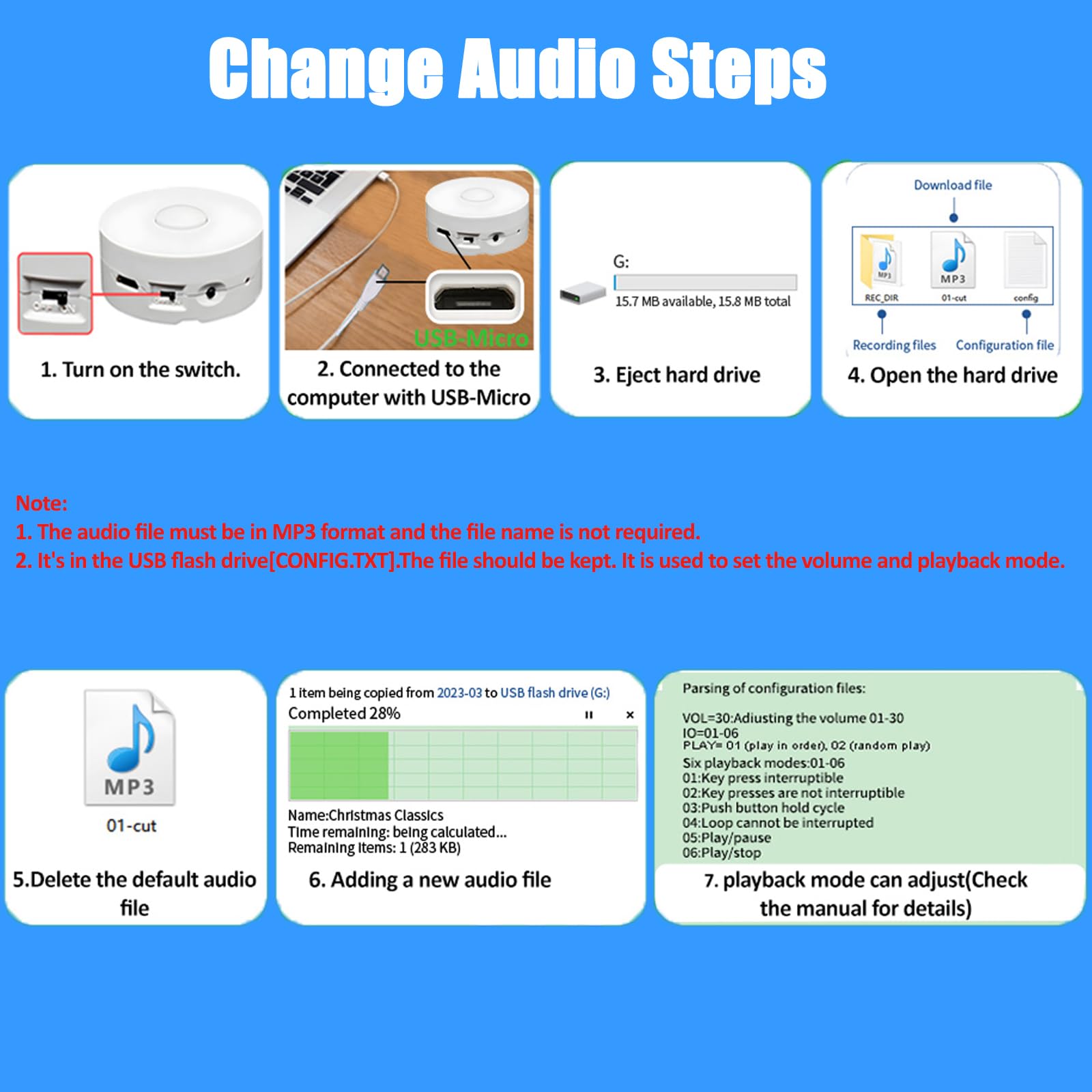 Jrgkjcp 16 Minutes Voice Recorder, Record Custom Message For Plush Toy, Stuffed Bear Toy, Baby Doll Toy, And Pillow