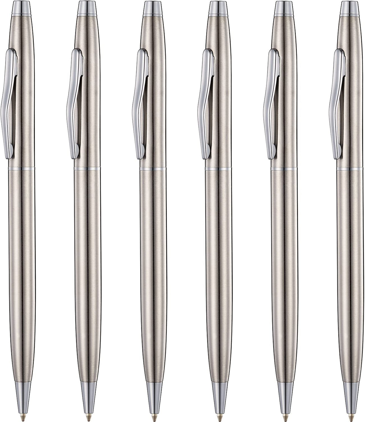 Chaoq Ballpoint Pens, 6Pcs Black Ink Medium Point 1.0 Mm Stainless Steel Ballpoint Pens, For Gift Pens, School, Business, Office