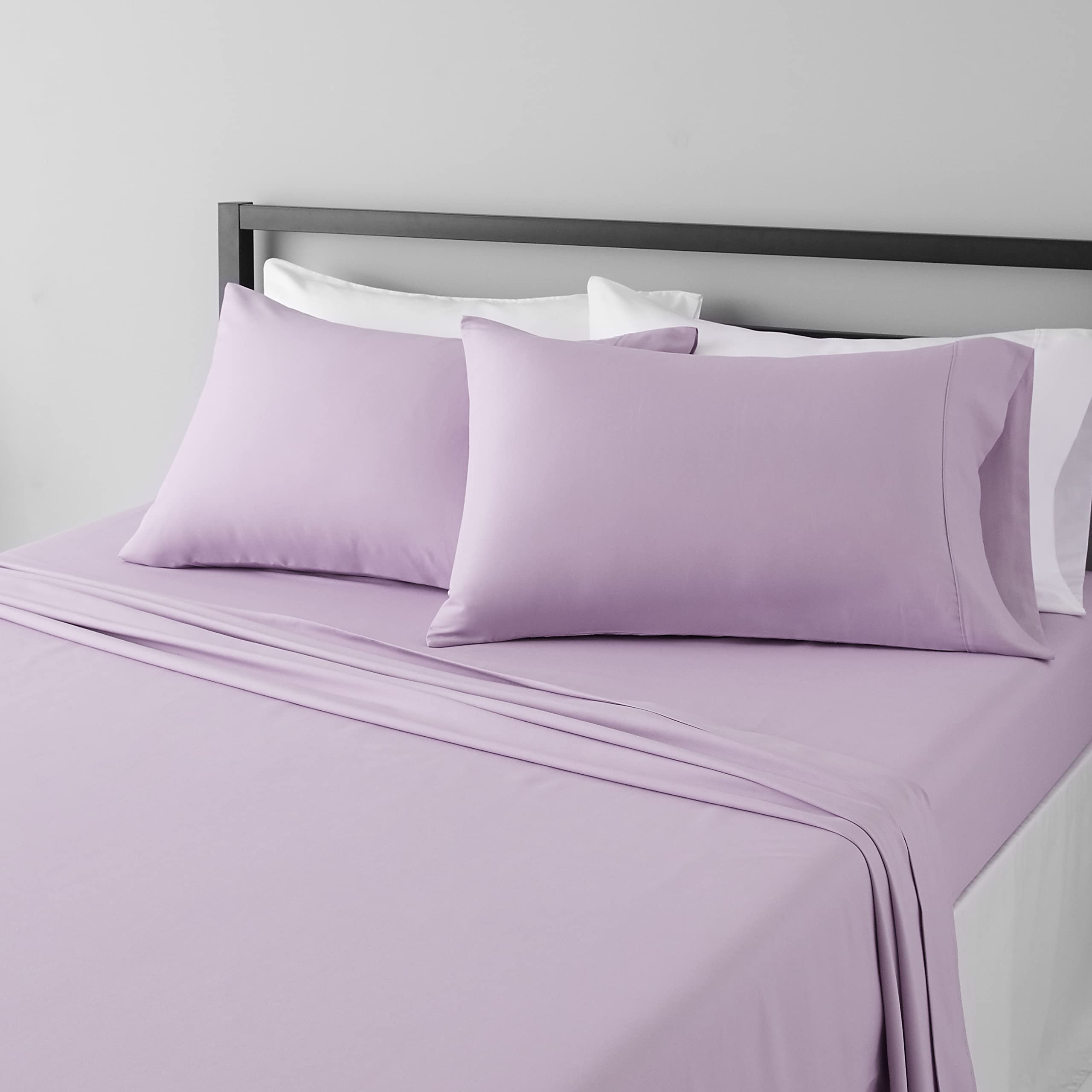 Amazon Basics - 4-Piece Microfiber Lightweight Comfy Bed Sheet Set, Super Soft Easy Care, 14 Deep Pockets, Full, Frosted Laven