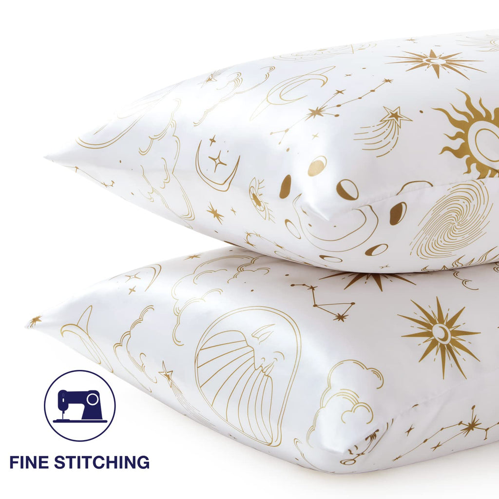 Exq Home Satin Pillowcase Silky Satin Pillowcase For Hair And Skin,Soft Cooling Printed Pillow Cases Queen Size Set Of 2 Satin P