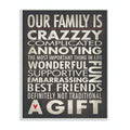Stupell Home D  cor Funny Family Typographic 'Our Family Is Crazzzy ' Wall Plaque, 10 x 0.5 x 15, Proudly Made in USA