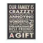Stupell Home D  cor Funny Family Typographic 'Our Family Is Crazzzy ' Wall Plaque, 10 x 0.5 x 15, Proudly Made in USA