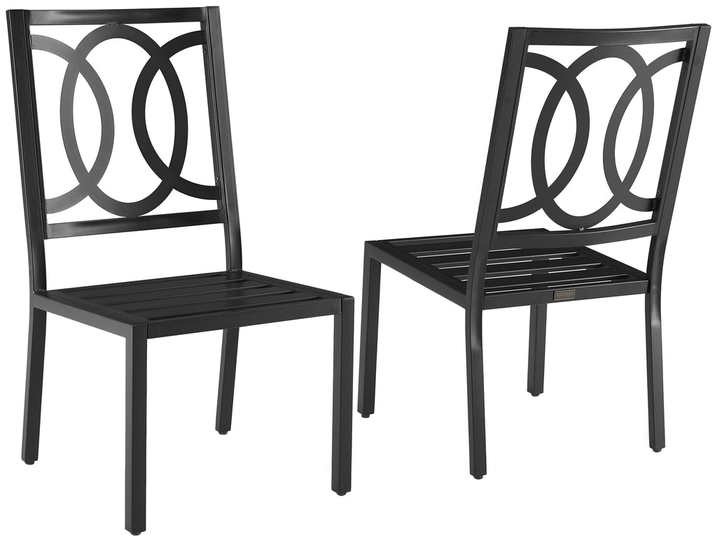 Crosley Furniture Chambers 2-Piece Outdoor Chair Set, Dining Patio Chairs for Deck, Backyard, Matte Black with Creme Cushions