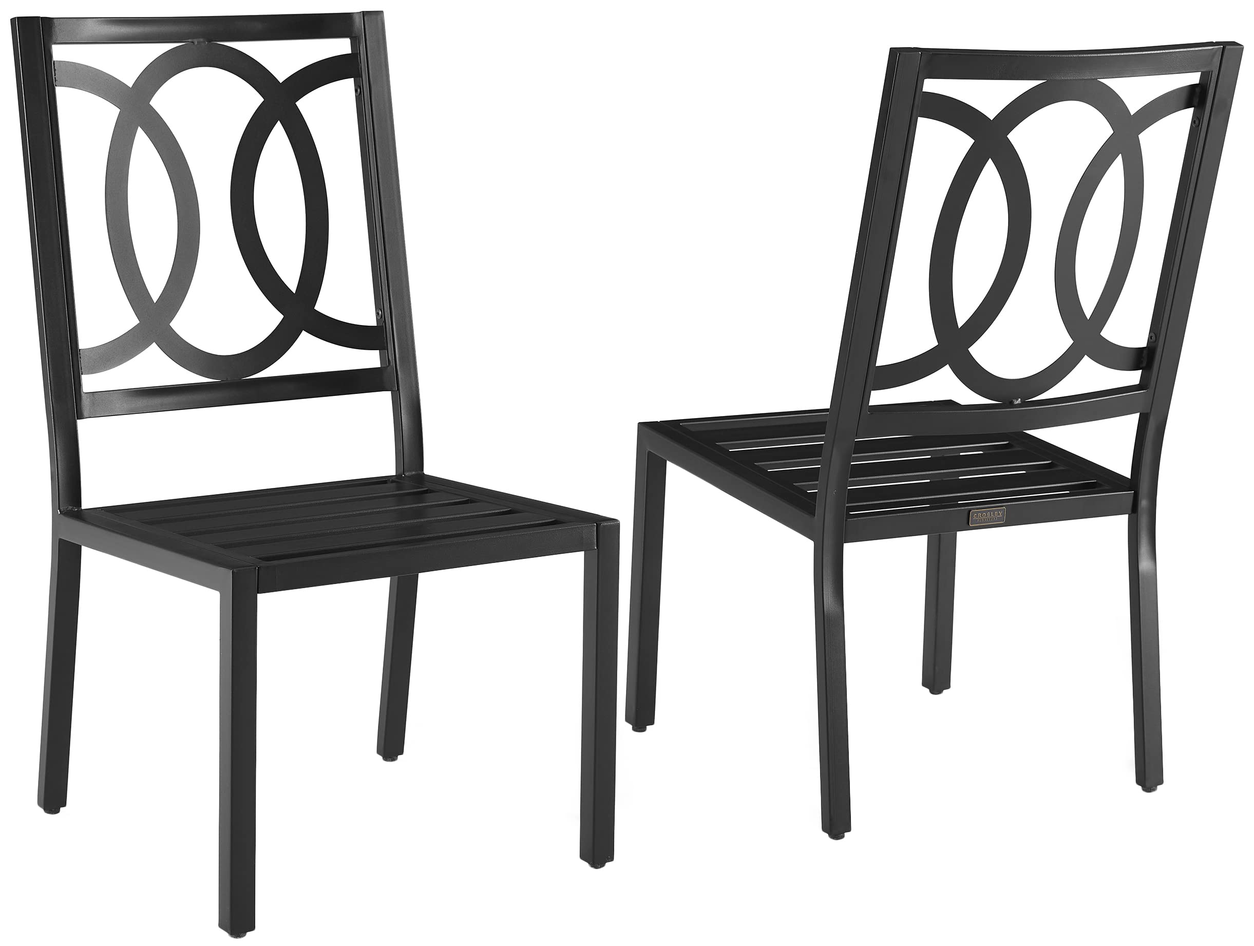 Crosley Furniture Chambers 2-Piece Outdoor Chair Set, Dining Patio Chairs for Deck, Backyard, Matte Black with Creme Cushions