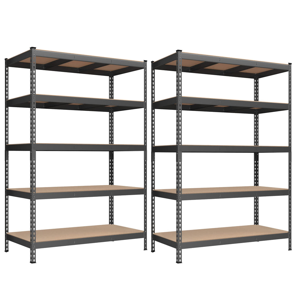 Songmics 5-Tier Storage Shelves, Set Of 2 Garage Storage, Boltless Assembly, Adjustable Shelving Units, 23.6 X 47.2 X 70.9 Inches, Load 1929 Lb Each, Shed Warehouse Basement, Gray Uglr600G02