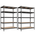 Songmics 5-Tier Storage Shelves, Set Of 2 Garage Storage, Boltless Assembly, Adjustable Shelving Units, 23.6 X 47.2 X 70.9 Inches, Load 1929 Lb Each, Shed Warehouse Basement, Gray Uglr600G02