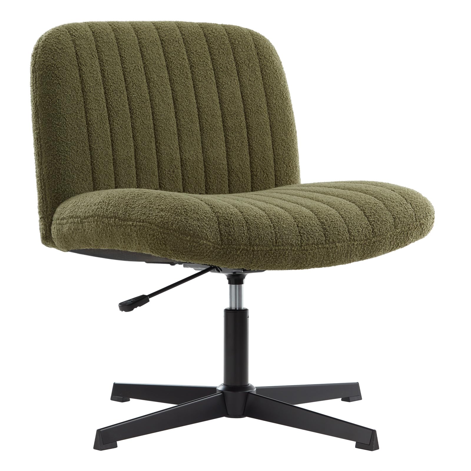 IWMH Criss Cross Velvet Armless Wide Office Chair - No Wheels, Cross Legged with Adjustable Height, Wide Seat, Desk Chair for Ho