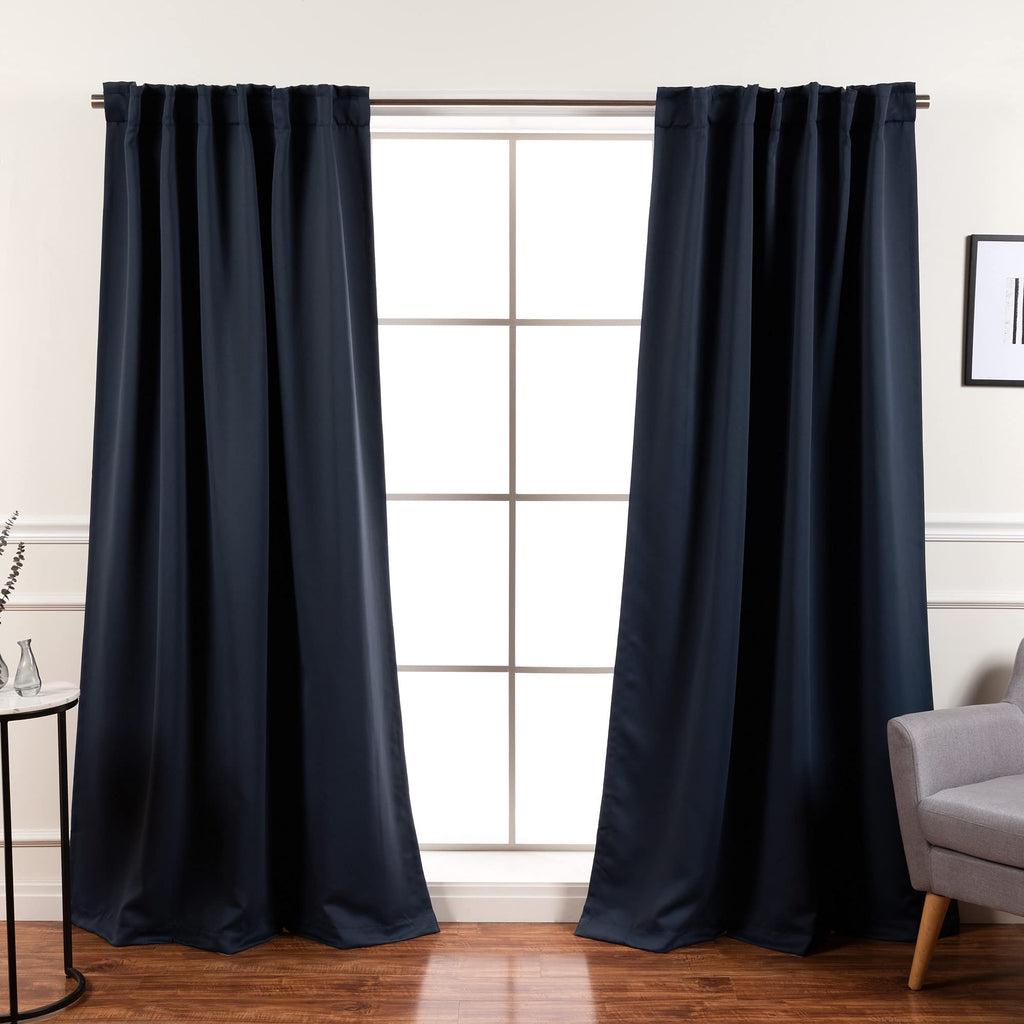Best Home Fashion Premium Blackout Curtain Panels - Solid Thermal Insulated Window Treatment Blackout Drapes for Bedroom - Back 
