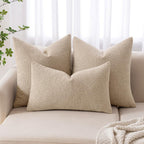 Miulee 24X24 Inch Decorative Pillow Covers For Couch Bed Set Of 2 Textured Boucle Neutral Throw Pillows Neutral Accent Solid Euro Cushion Pillowcase Cozy Soft Chair Sofa Livingroom Home Decor