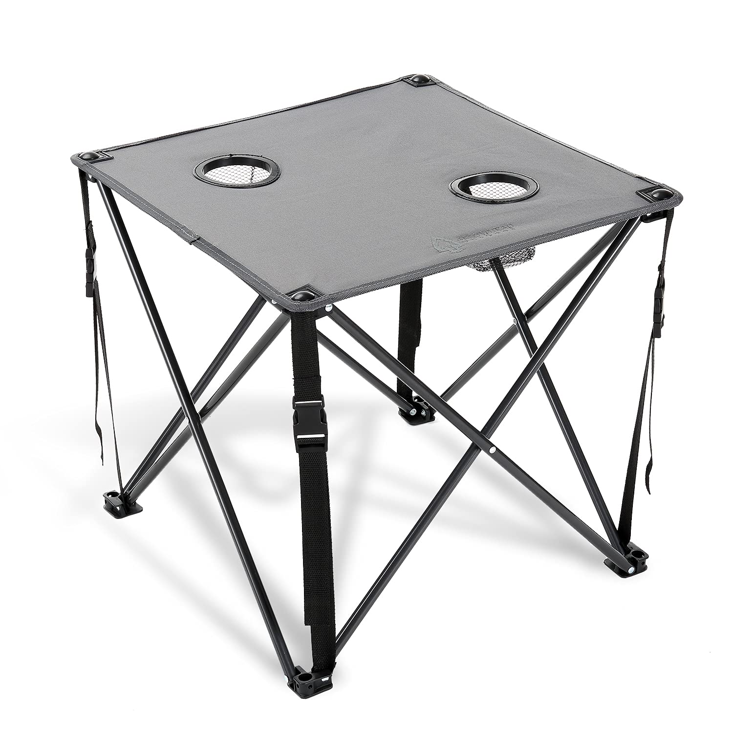 Arrowhead Outdoor 26” (66Cm) Heavy-Duty Portable Camping Folding Table, 2 Cup Holders, Compact, Square, Carrying Case Included, Steel Frame, High-Grade 600D Canvas, Usa-Based Support