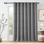 Jinchan Linen Textured 75% Blackout Curtain 96 Inch Length For Living Room Grey Extra Wide For Room Divider Drape Bedroom Curtain Thermal Insulated Grommet Top 1 Panel Window Curtain Drape Gray