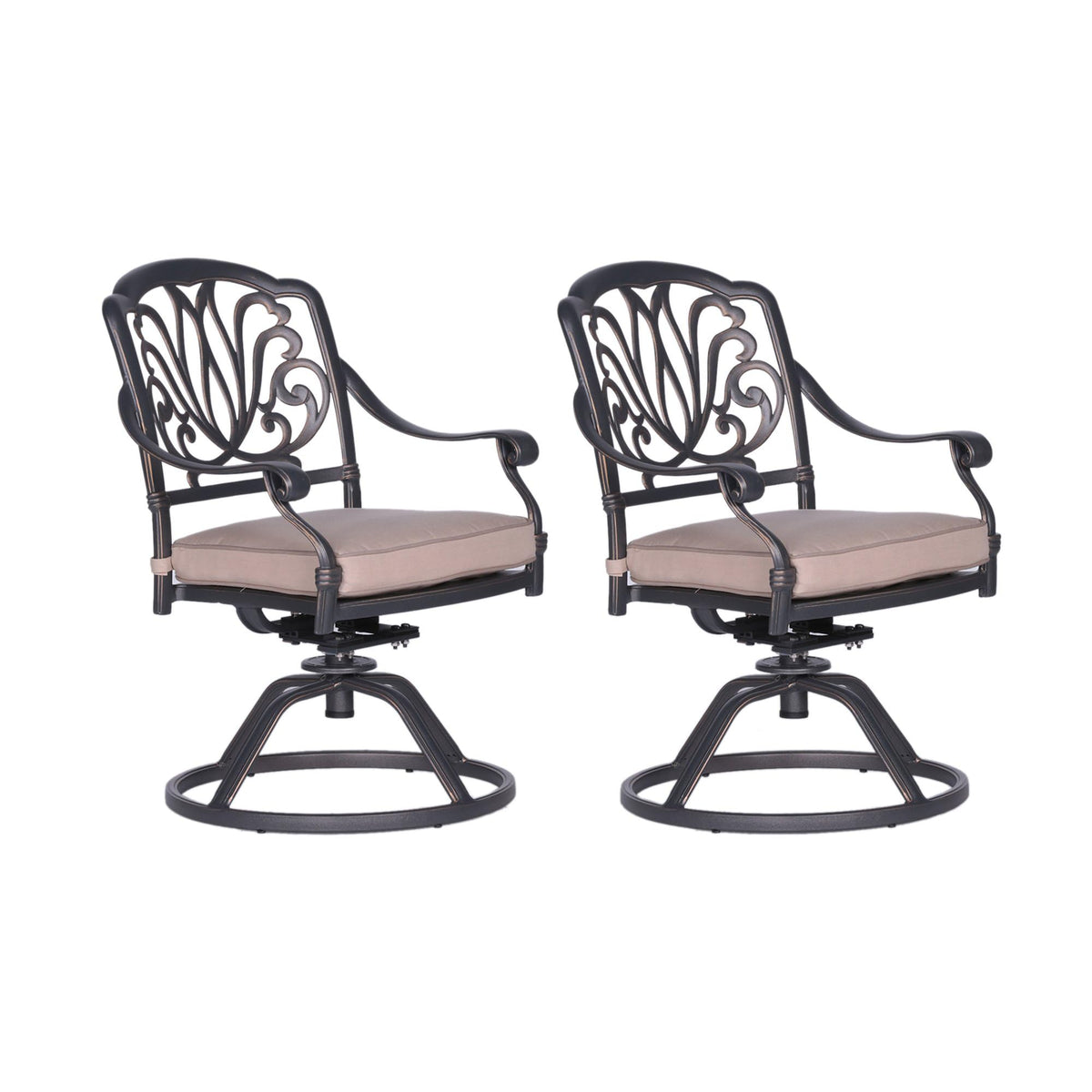 iPatio Athens Patio Swivel Rockers with Solution-Dyed Acrylic Cushion, All-Weather, Durable, and Comfortable Outdoor Aluminum Armchairs with Cushion, Set of 2 (Spectrum Sand)