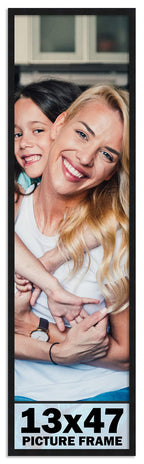 CountryArtHouse 13x47 Frame Black Solid Pine Wood Picture Frame Includes UV Acrylic Plexiglass, Acid Free Foam Backing Board and