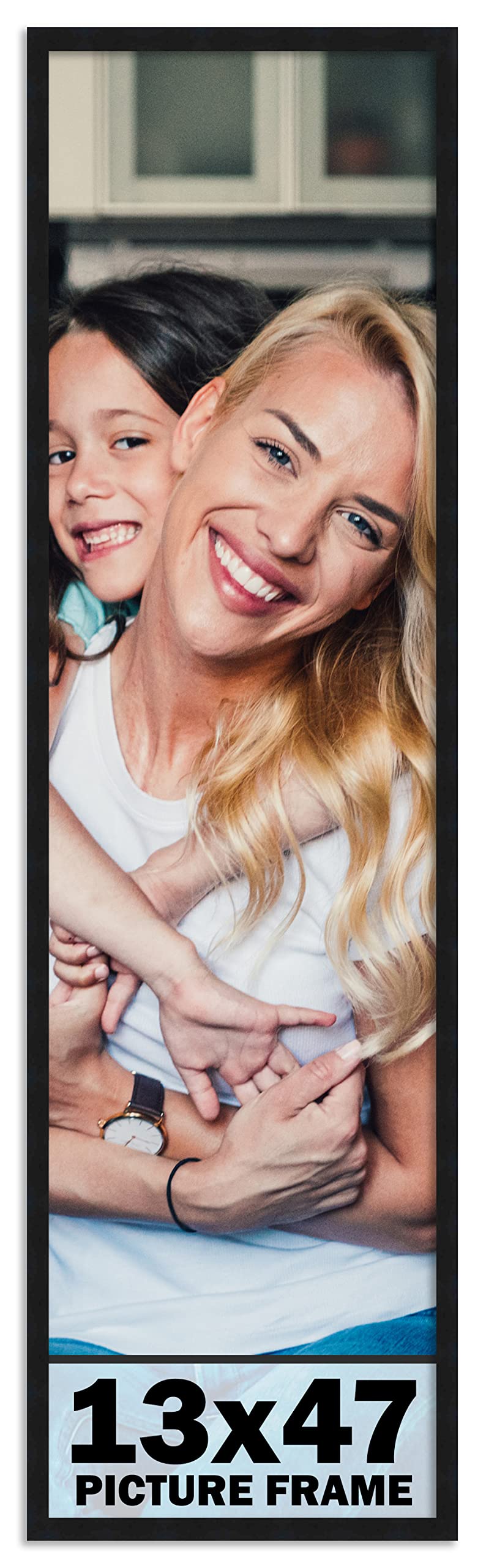 CountryArtHouse 13x47 Frame Black Solid Pine Wood Picture Frame Includes UV Acrylic Plexiglass, Acid Free Foam Backing Board and