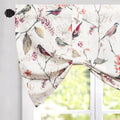 Vogol Decorative Tie Up Curtains For Nursery Girls Room, Pink Birds And Floral Print Small Window Curtain Valance Top Pocket Tie