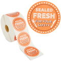 Stockroom Plus 1000-Pieces Of Tamper Evident Labels Roll For Food Delivery, 2 Inch Round Sealed Fresh For Your Safety Stickers,