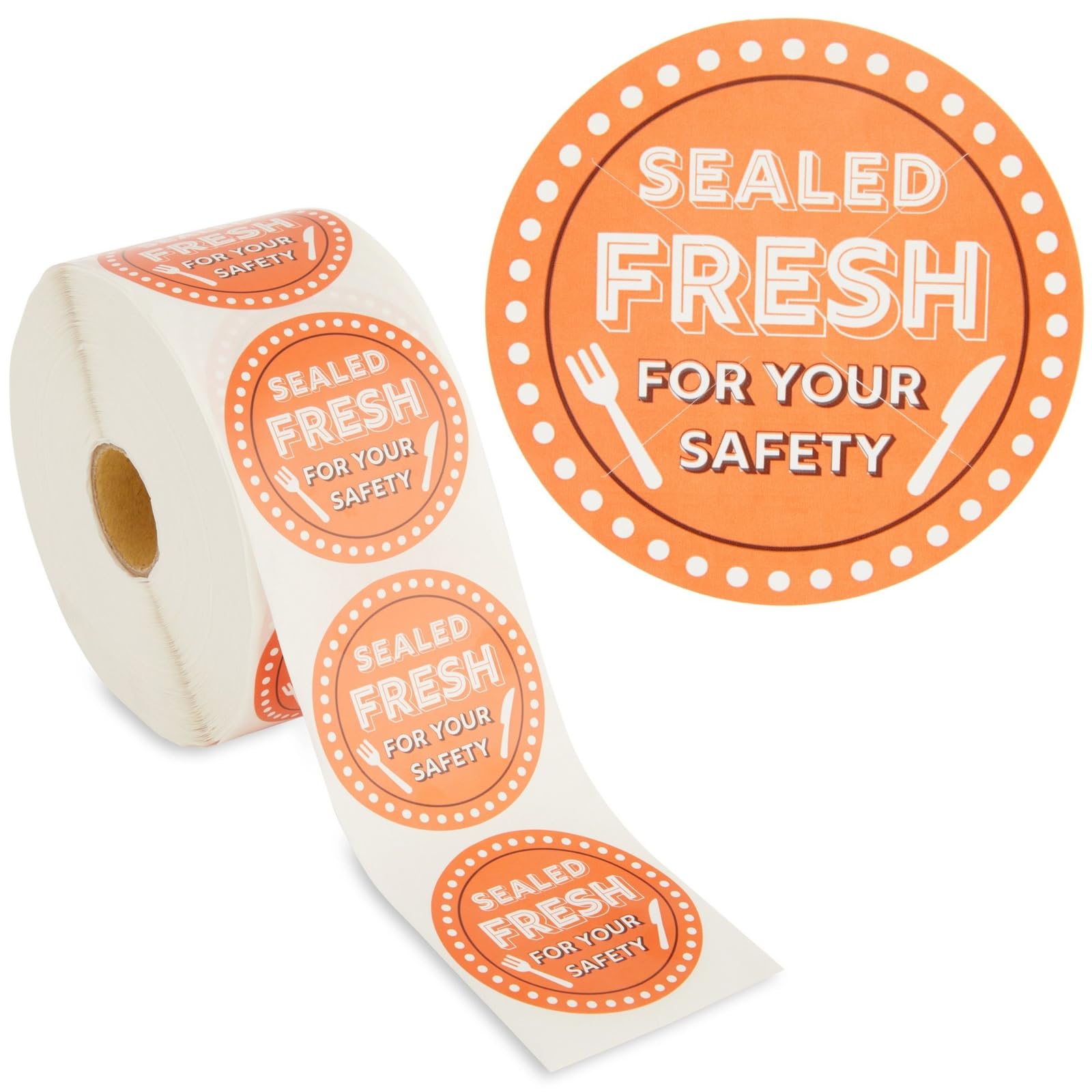 Stockroom Plus 1000-Pieces Of Tamper Evident Labels Roll For Food Delivery, 2 Inch Round Sealed Fresh For Your Safety Stickers,