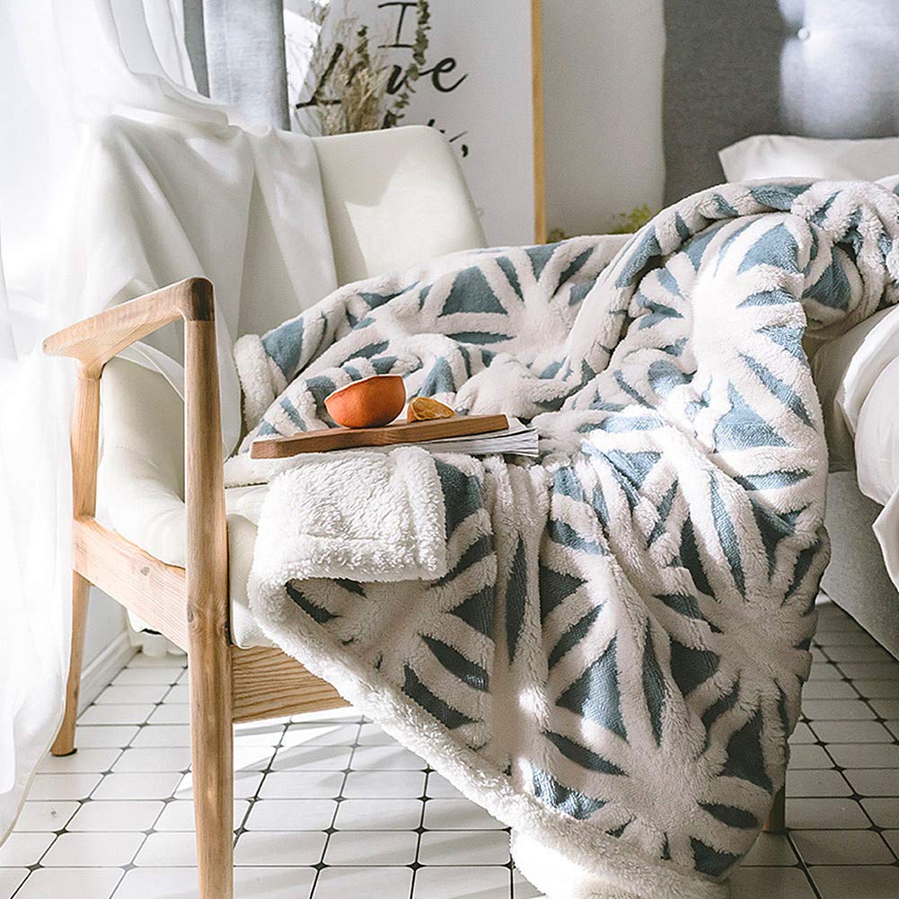Ukeler Ultra Plush Super Soft Lightweight Sherpa Throw Blanket 60 ' 'X50 ' ' Cozy Luxury Light Blue Blanket For Bed Couch Warm F