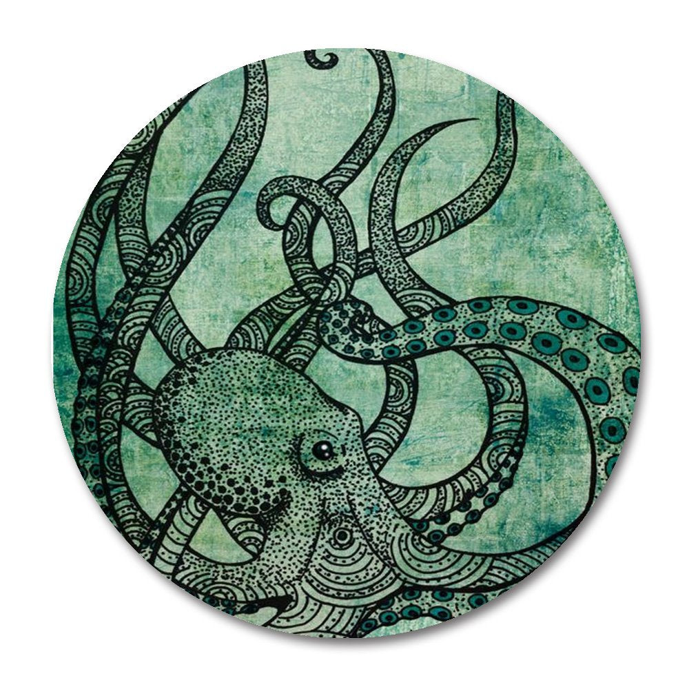 Smooffly Octopus Round Mouse Pad, Gorgeous Cool Octopus Color Printed Mousepad Round Non Slip Rubber Mouse Pad Gaming Mouse Pad