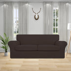 Easy-Going 3 Pieces Stretch Oversized Loveseat Couch Cover For 2 Cushion Couch Sofa Cover For Dogs Washable Sofa Slipcover Elastic Furniture Protector For Pets (Chocolate, Oversized Loveseat)