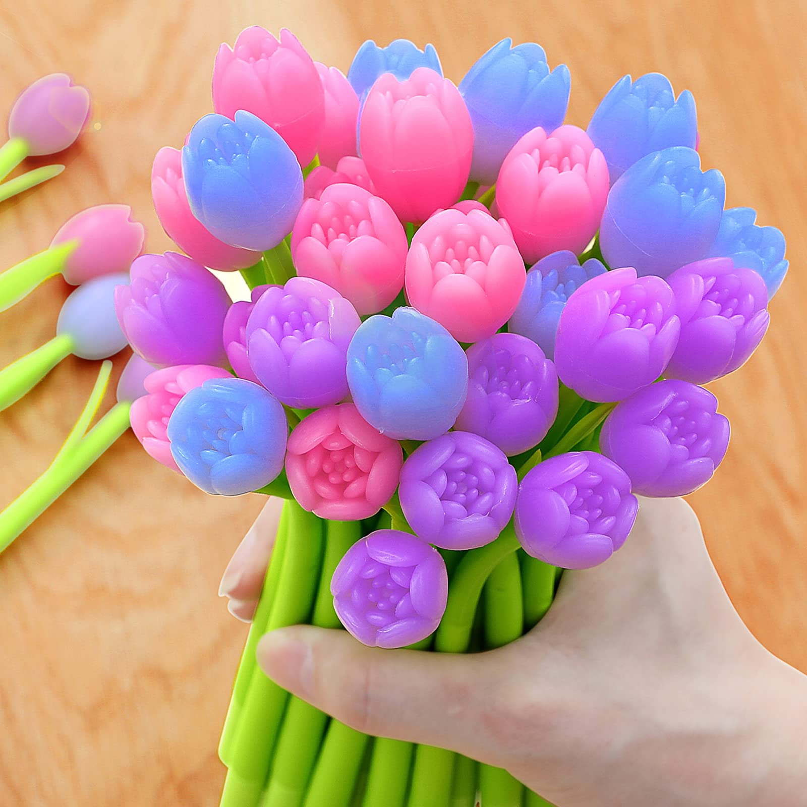 Zhehao 60 Pack Color Changing Flower Pens Ballpoint Pens 0.38Mm Black Ink Creative Gel Ink Rollerball Pen Stationery For Kids Gi