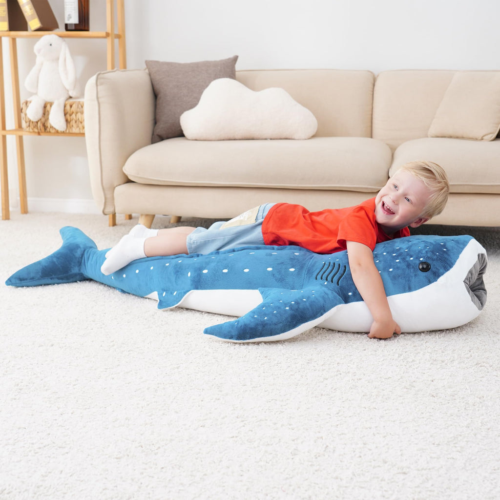 Mukouxun 48Inch Whale Shark Stuffed Animal Giant Whale Shark Plush Pillow Toy Realistic Big Whale Shark Stuffed Animals Plush Hu