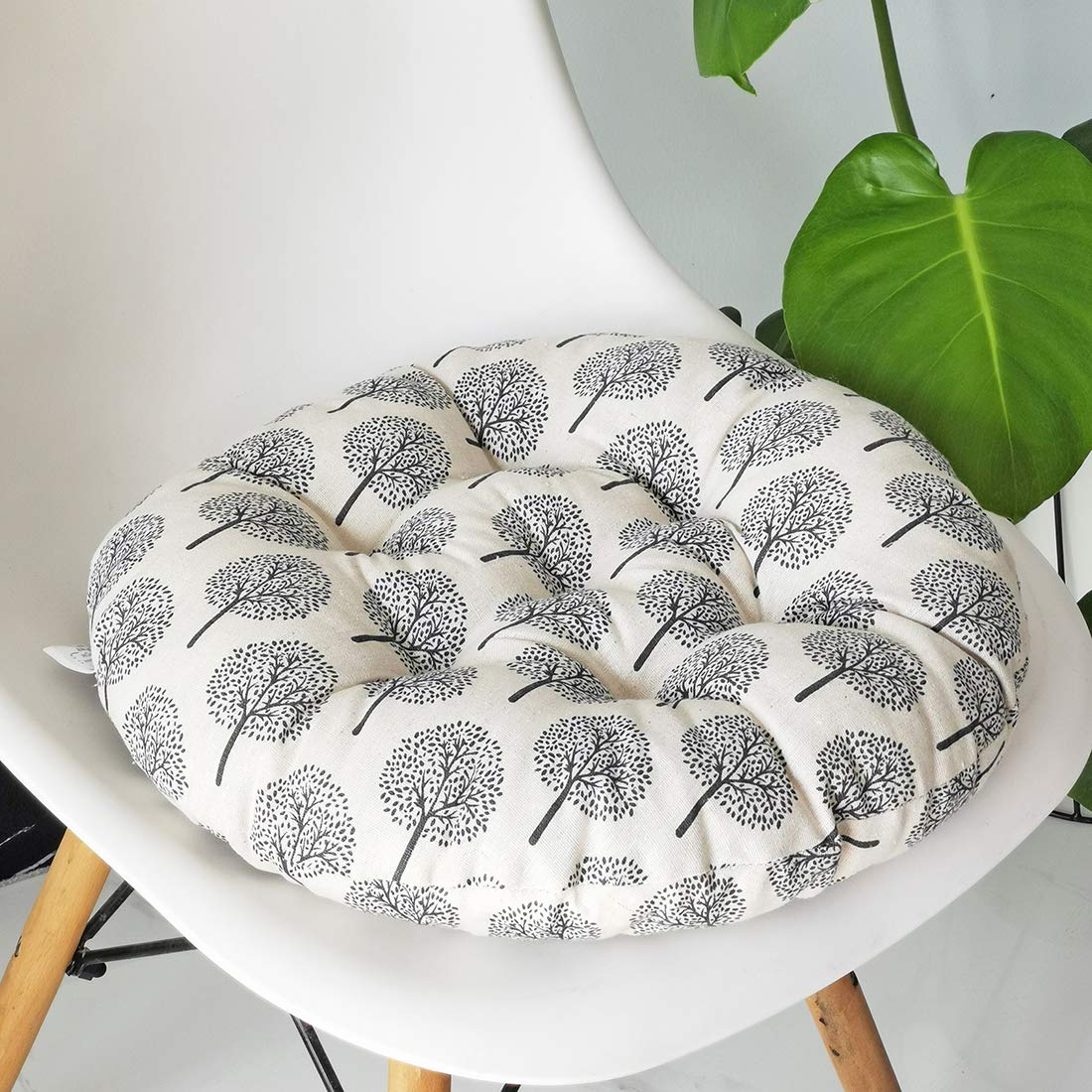 Vctops Bohemian Soft Round Chair Pad Garden Patio Home Kitchen Office Seat Cushion Tree Beige White Diameter 18'