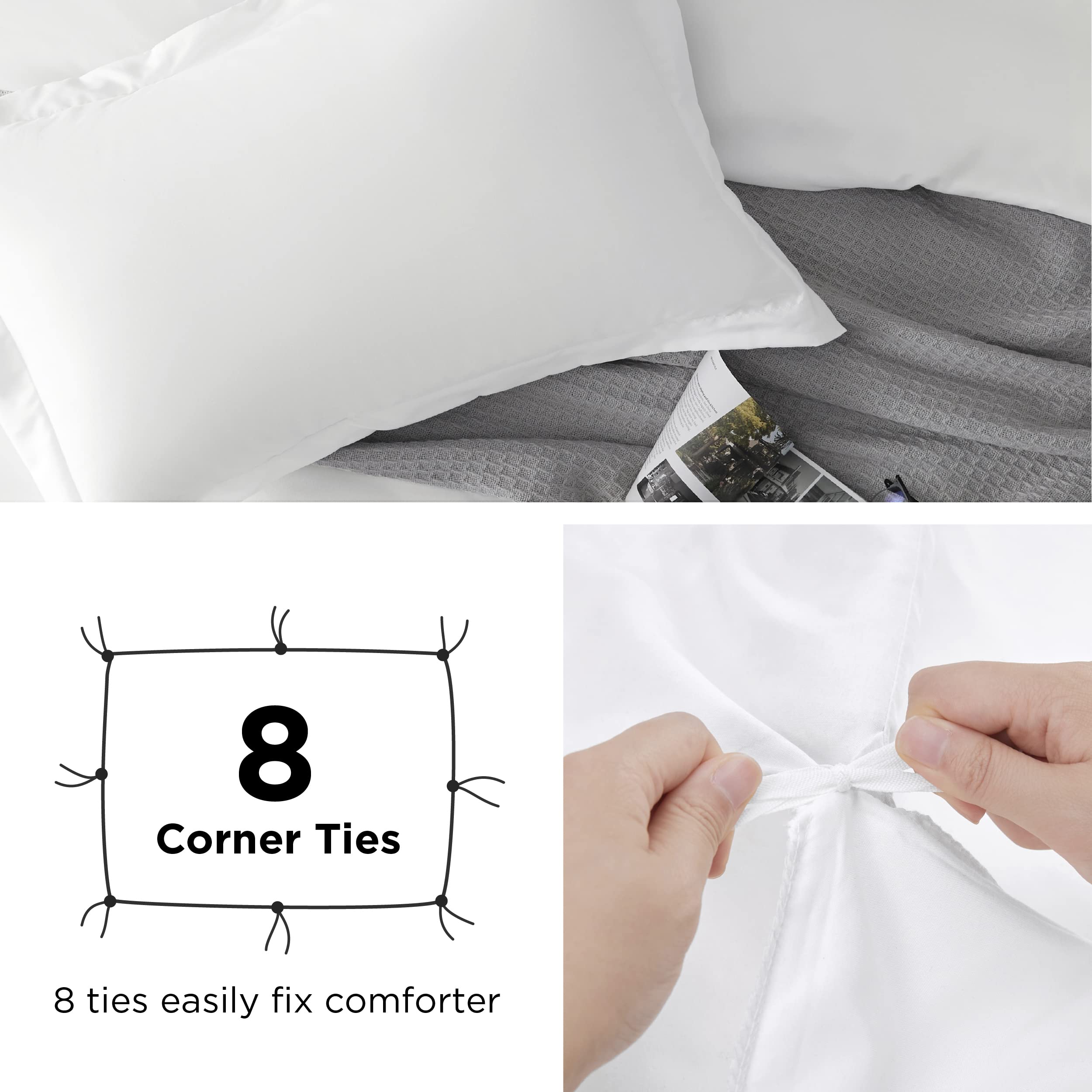 Bedsure White Duvet Cover California King Size - Soft Double Brushed Duvet Cover For Kids With Zipper Closure, 3 Pieces, Include