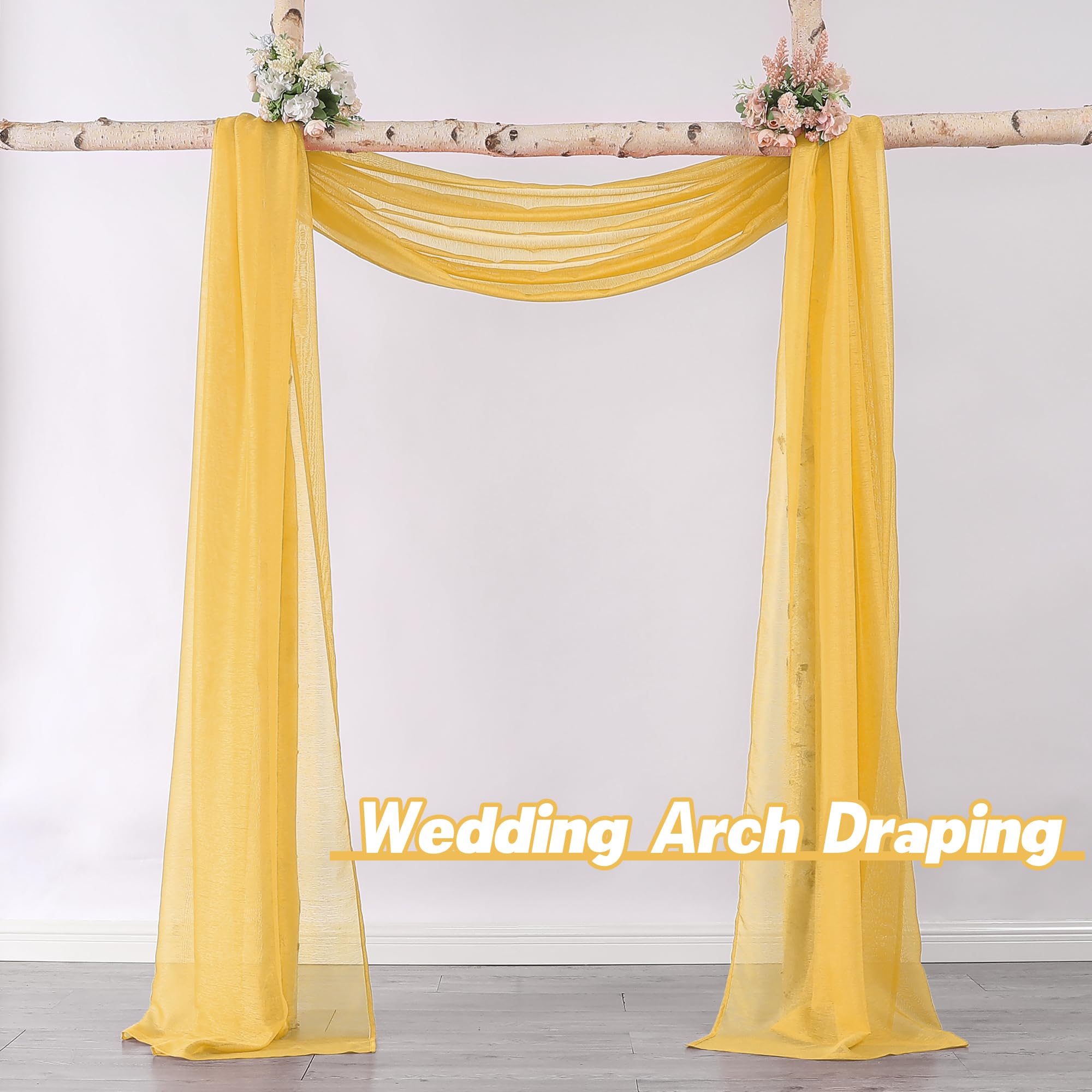 Donren Amber Yellow Sheer Curtains Sheer Curtains Scarf Home Decoration - Semi Voile Scarf Valance For Wedding (1 Pack,W 52 X L