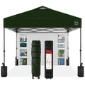 Best Choice Products 10X10Ft Easy Pop Up Canopy W/Side Wall, 10 Pockets, Portable Carrying Case, 1-Button Setup, 4 Weight Bags - Dark Green