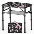 YihuiKo Small Camping Table, Vintage French Butterflies Pattern Folding Table, Adjustable Height, Lightweight & Portable Outdoor