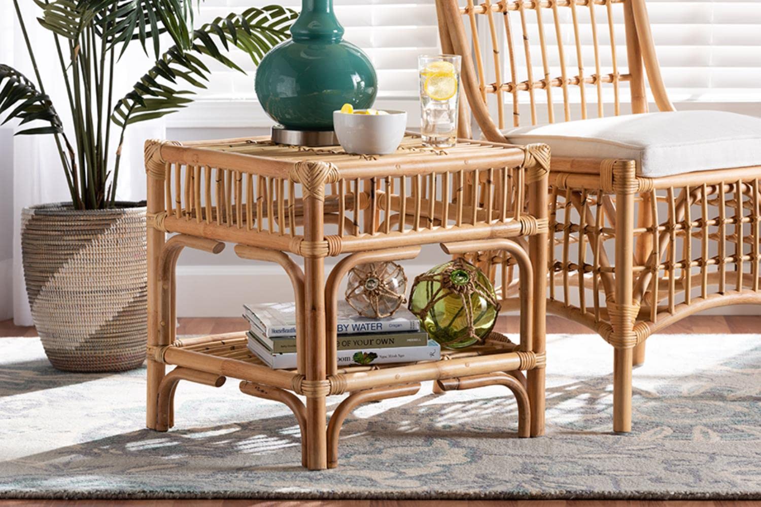 Baxton Studio Rose Natural Brown Rattan End Table