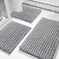 Yimobra Bathroom Toilet Rugs Sets 3 Piece, Extra Soft Absorbent Chenille Bath Mat Set with U-Shaped Toilet Rug, Fluffy Shaggy Ma