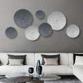 TEIPAI Silver and Grey Wall Decor for Living Room, 7PCS Metal Wall Art Hanging Sculptures for Office Dining Room Decoration, Mod