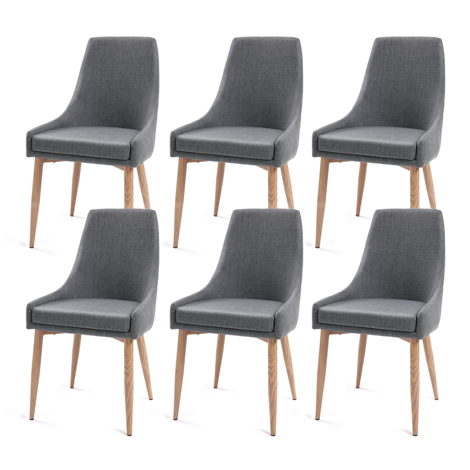E&D Furniture Dining Chairs, Dark Gray Accent Living Room Chair Set Of 6 Kitchen And Dining Room Chairs 6 Pack Fabric Dining Com
