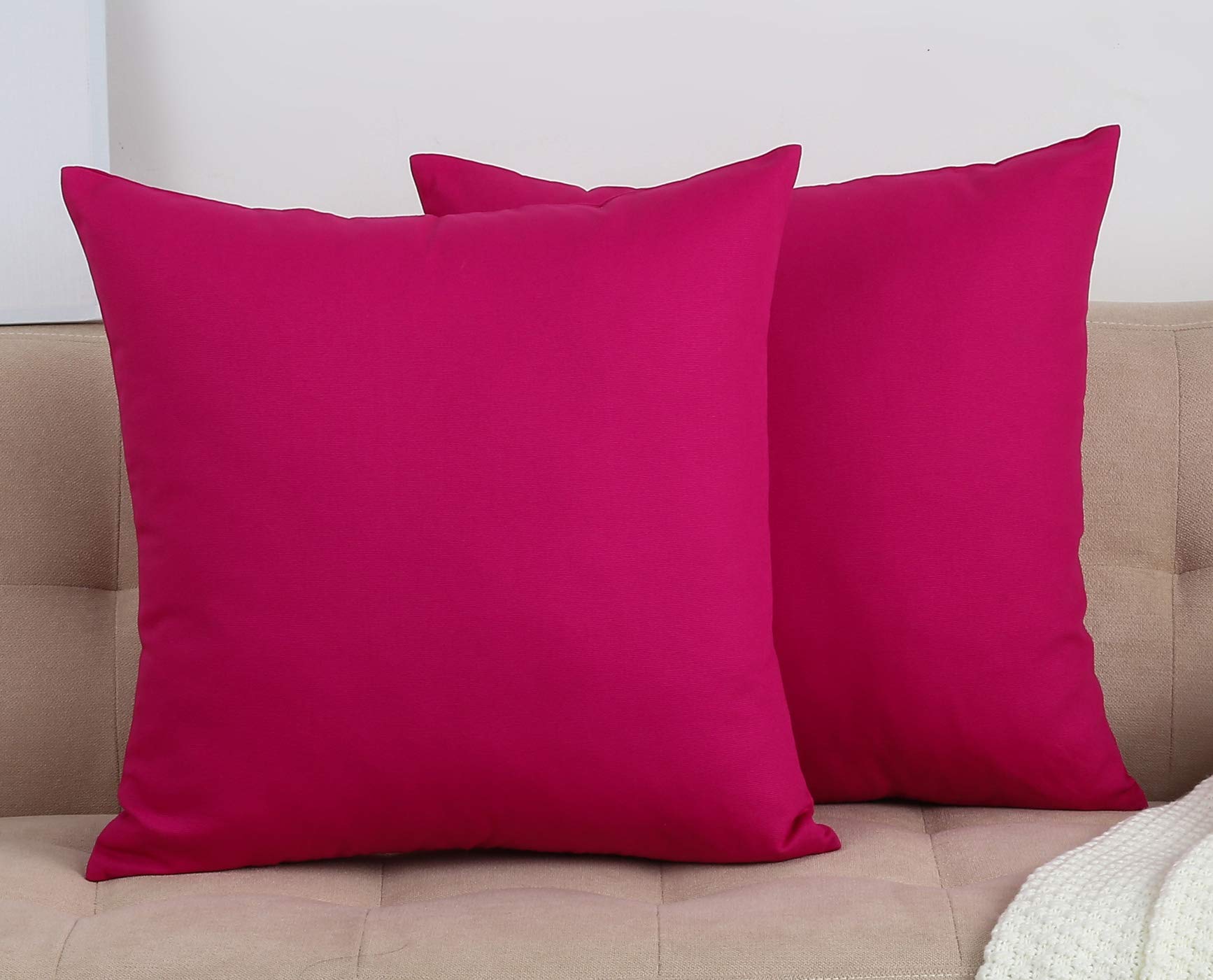 Tangdepot Cotton Solid Throw Pillow Covers, 22' X 22' , Brilliant Rose, 1 Count (Pack Of 1)