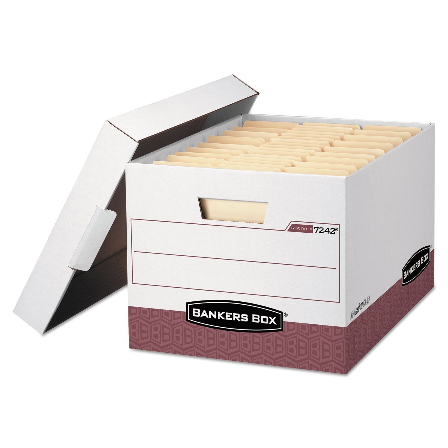 Bankers Box 07242 Storage File, Letter/Legal,12-Inch X15-Inch X10-Inch , 12/Ct, White/Red