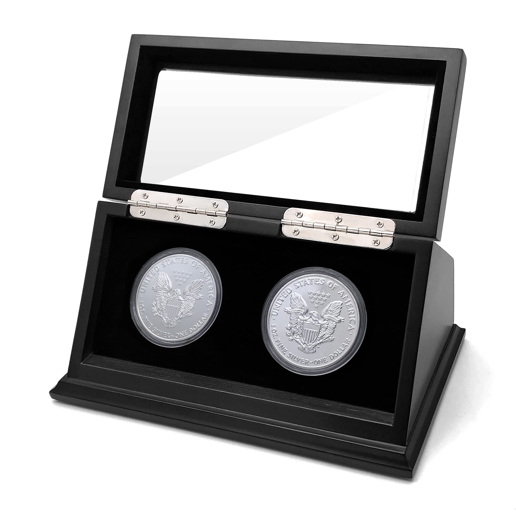 Chez Monett Challenge Coin Display Case 1.5-1.75 Inch 38-44.5 Mm Coin Holder 1 Slot (Black, 2 Slots)