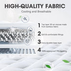 Hyleory Queen Size Waterproof Mattress Protector Viscose Made From Bamboo Cooling Mattress Pad Cover Breathable Soft 3D Air Fabr