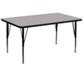 Flash Furniture Wren 36''W X 72''L Rectangular Grey Hp Laminate Activity Table - Height Adjustable Short Legs