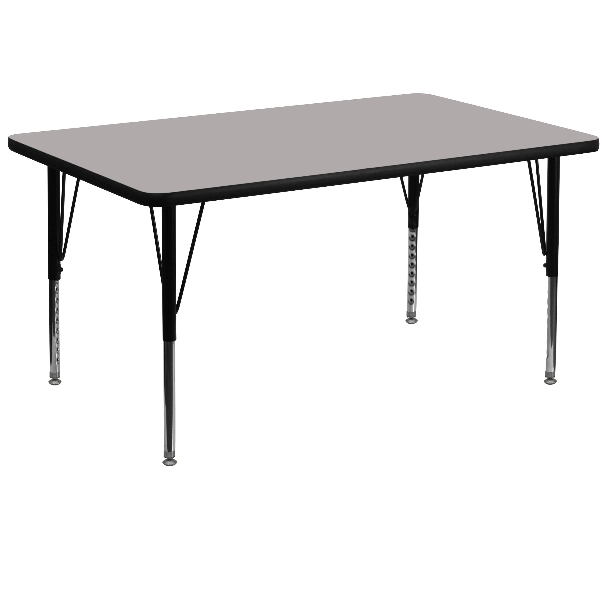 Flash Furniture Wren 36''W X 72''L Rectangular Grey Hp Laminate Activity Table - Height Adjustable Short Legs