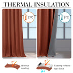 Ryb Home 100% Blackout Linen Textured Curtains 90 Inches Long, Insulating Privacy Energy Saving For Bedroom Living Room Window O