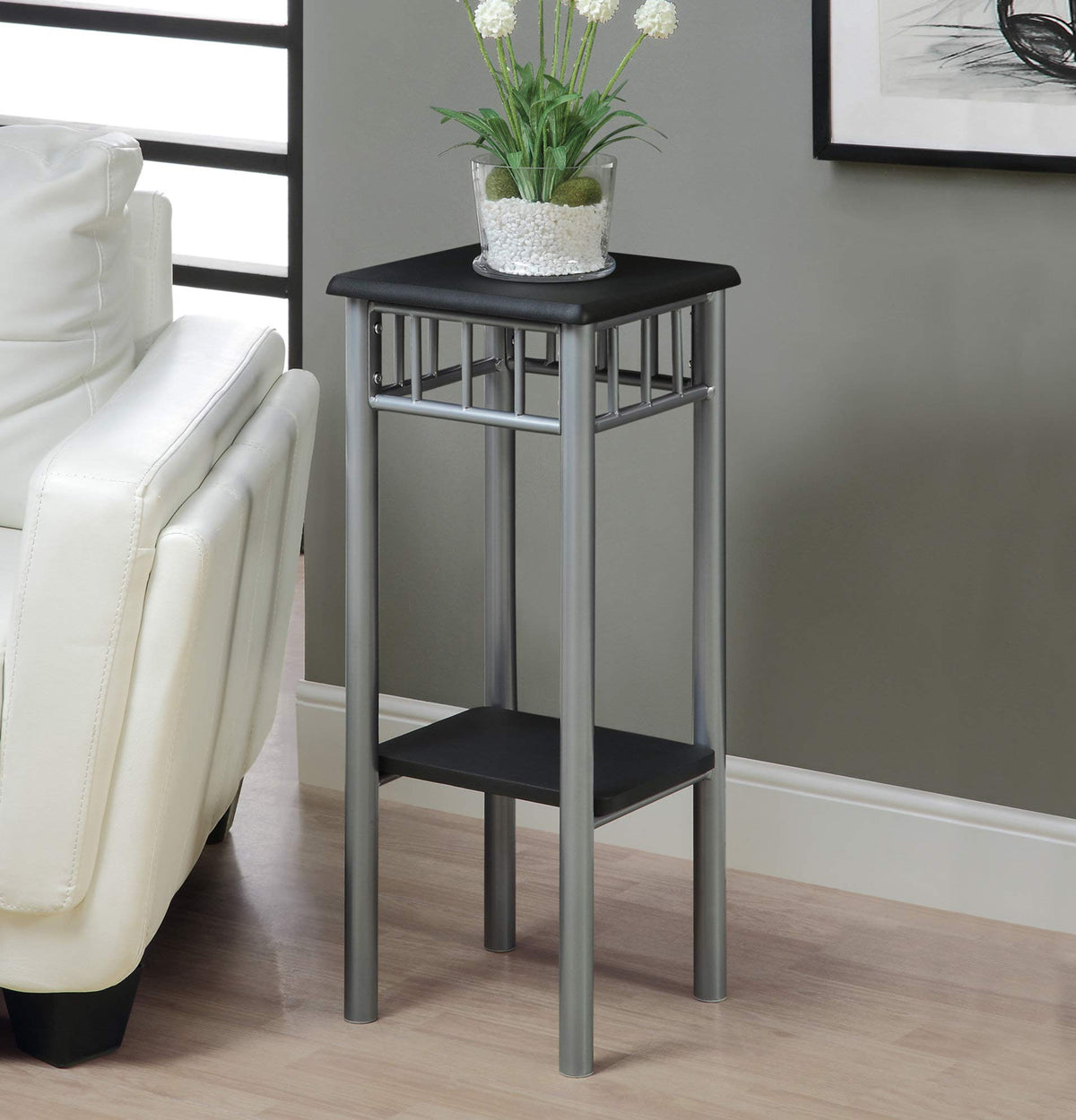 HomeRoots Black,Silver MDF,Metal Accent Table - Black/Silver Metal