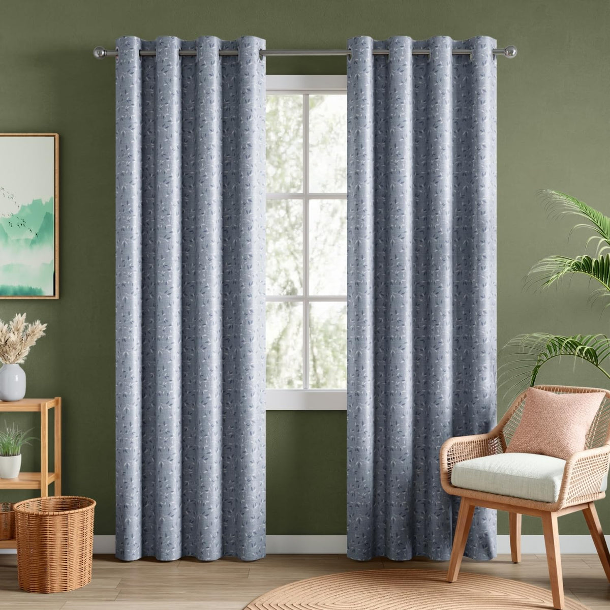 Rivermoor Curtains 7 Feet Long | Door Curtains 7 Feet Set of 2 | Door Curtain Parda 7 Feet Long | Plastic Eyelet | 50% Room Dark