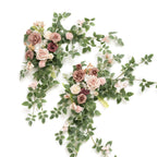 Ling's Moment 2PCS Dusty Rose Arch Flowers Artificial Floral Swags Wedding Centerpieces Faux Flower Garland Greenery Arrangement